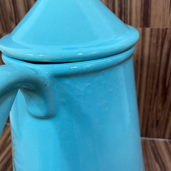 Vintage Turquoise McCoy Cookie Pot, Cookie Jar - Picture 3 of 13